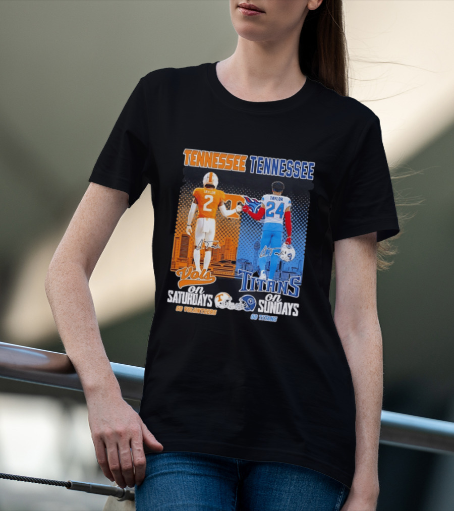 Tennessee Volunteers On Saturdays Go Volunteers Tennessee Titans On Sundays Go Titans T-Shirt