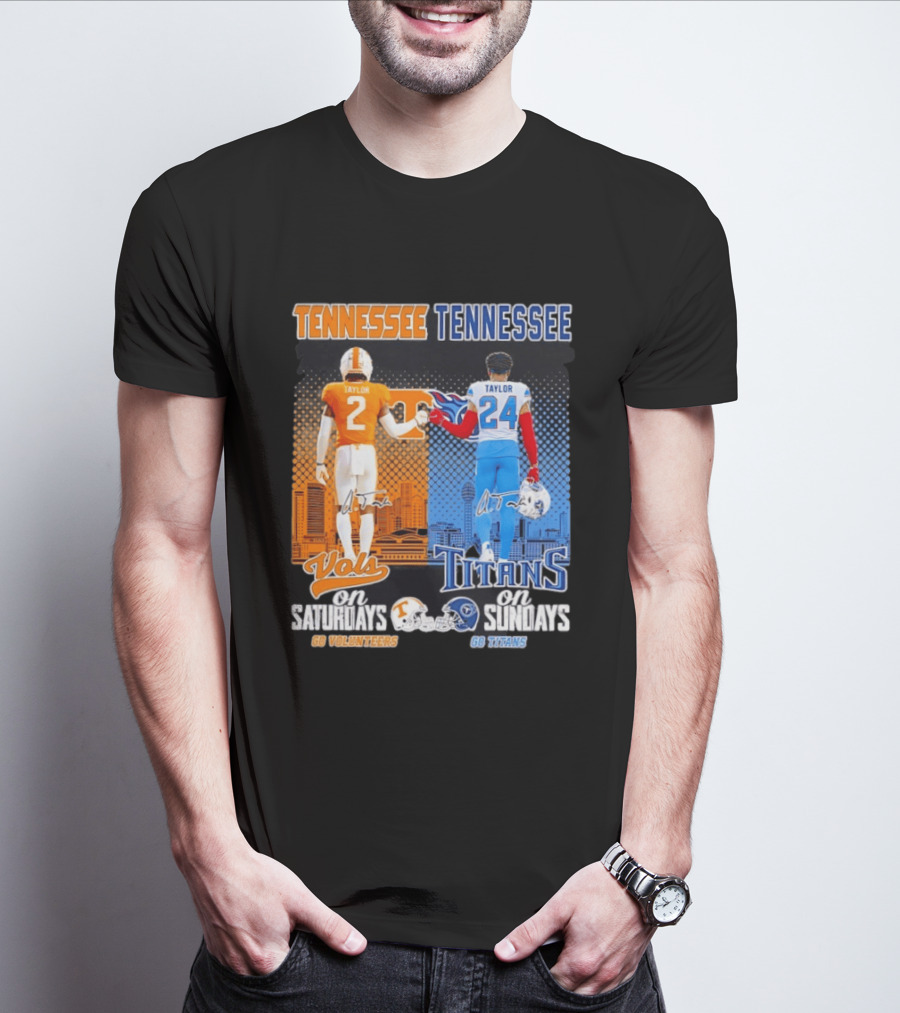 Tennessee Volunteers On Saturdays Go Volunteers Tennessee Titans On Sundays Go Titans T-Shirt