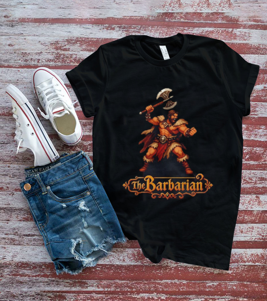 The Barbarian 16 Bit Game Cartoon Axe Warrior T-Shirt