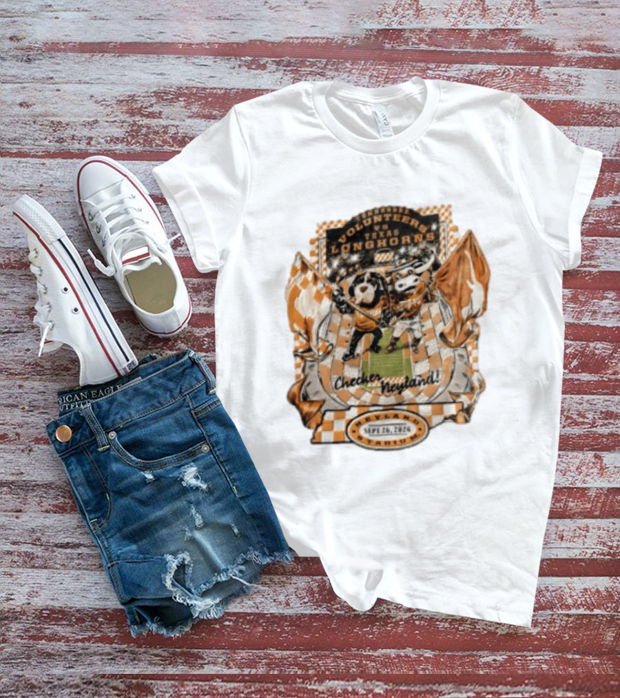 Tennessee Volunteers Vs Texas Longhorns Neyland Stadium Checker Neyland Sept 26 2026 T-Shirt