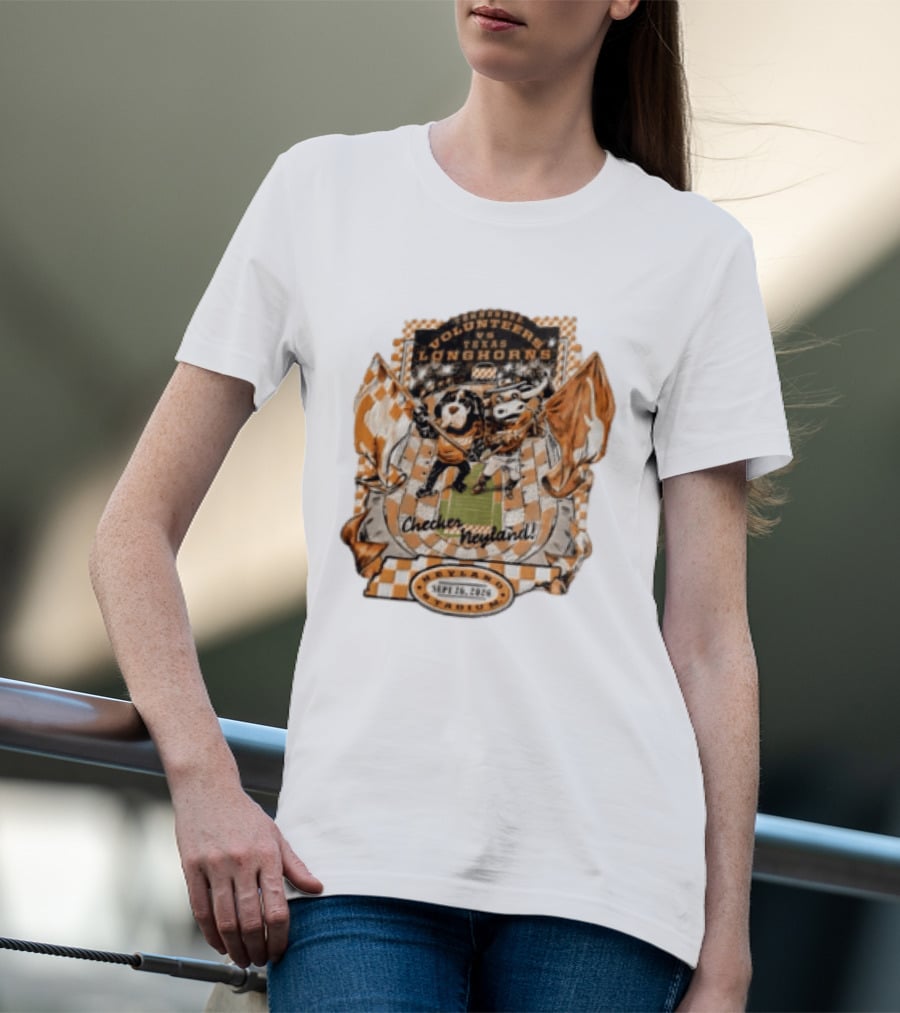 Tennessee Volunteers Vs Texas Longhorns Neyland Stadium Checker Neyland Sept 26 2026 T-Shirt