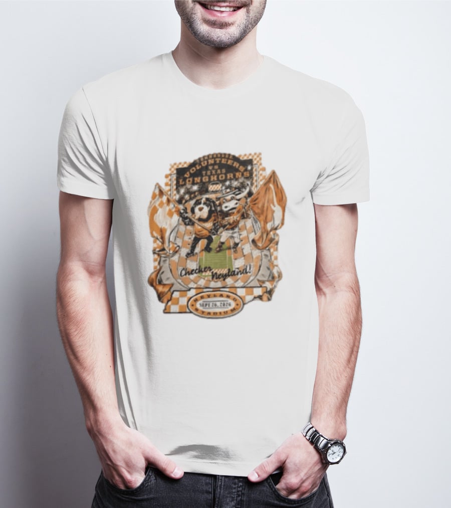 Tennessee Volunteers Vs Texas Longhorns Neyland Stadium Checker Neyland Sept 26 2026 T-Shirt