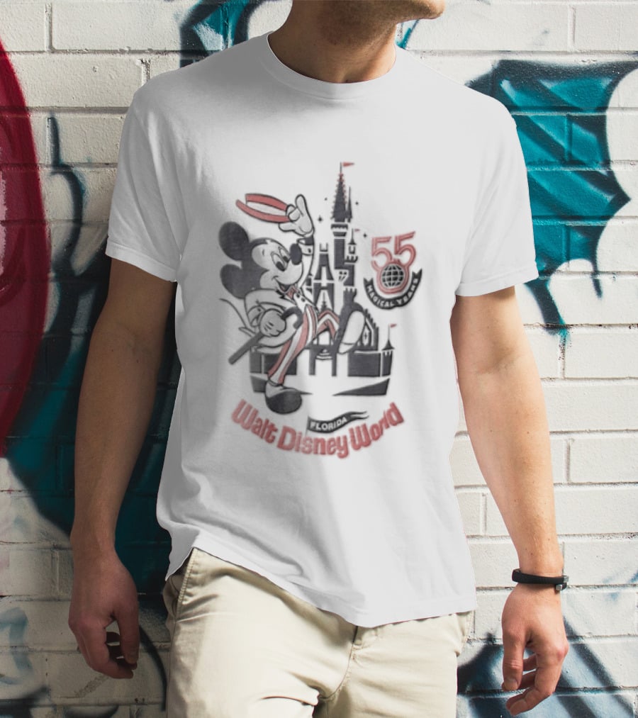 Walt Disney World Mickey Mouse 55 Magical Years Tipping Hat Castle T-Shirt