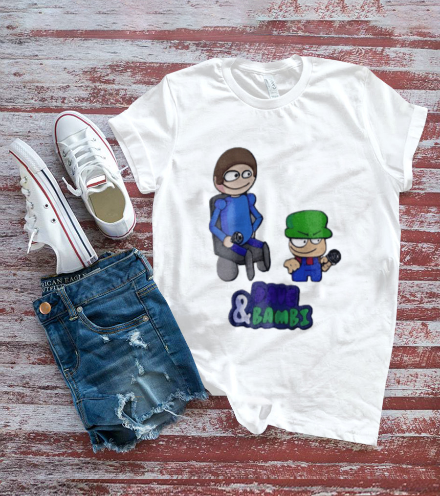 Dave And Bambi Characters Holding Microphones Cartoon T-Shirt
