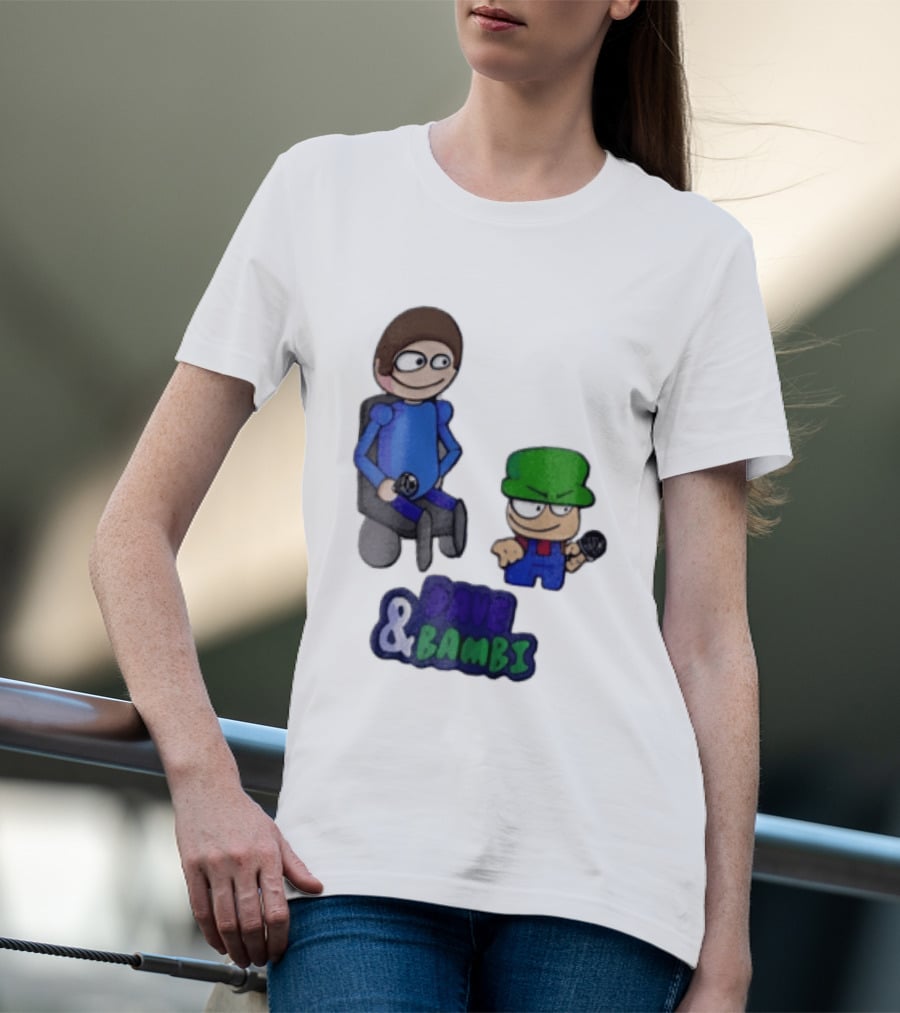 Dave And Bambi Characters Holding Microphones Cartoon T-Shirt