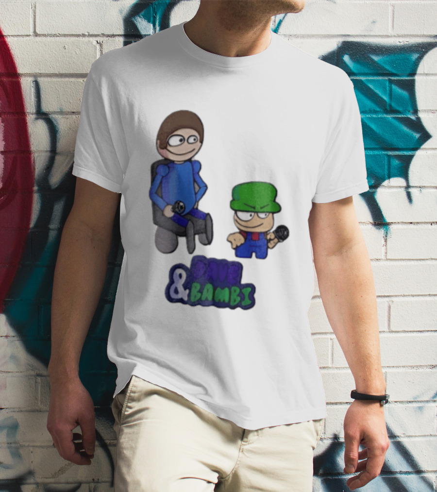 Dave And Bambi Characters Holding Microphones Cartoon T-Shirt
