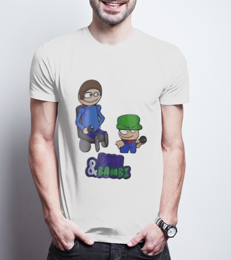 Dave And Bambi Characters Holding Microphones Cartoon T-Shirt