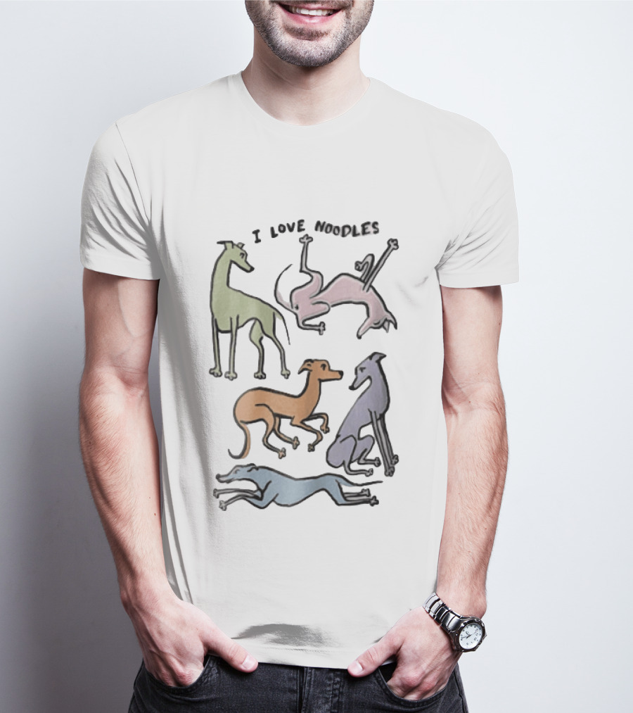 I Love Noodles Five Colorful Greyhound Dogs T-Shirt