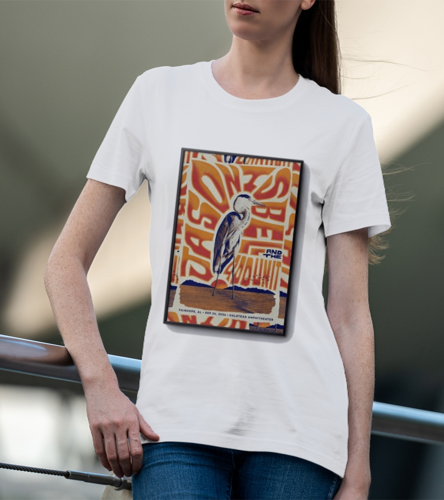 Original Jason Isbell And The 400 Unit September 24 2026 Fairhope AL Halstead Amphitheater Heron T-Shirt
