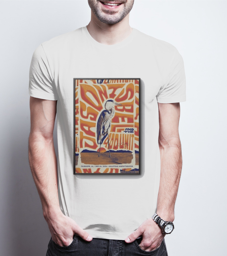 Original Jason Isbell And The 400 Unit September 24 2026 Fairhope AL Halstead Amphitheater Heron T-Shirt
