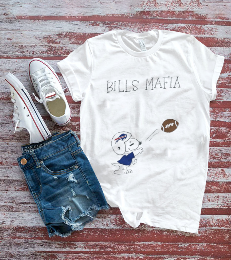 Snoopy Bills Mafia Buffalo Bills Football Fan Apparel Peanuts Sports T-Shirt