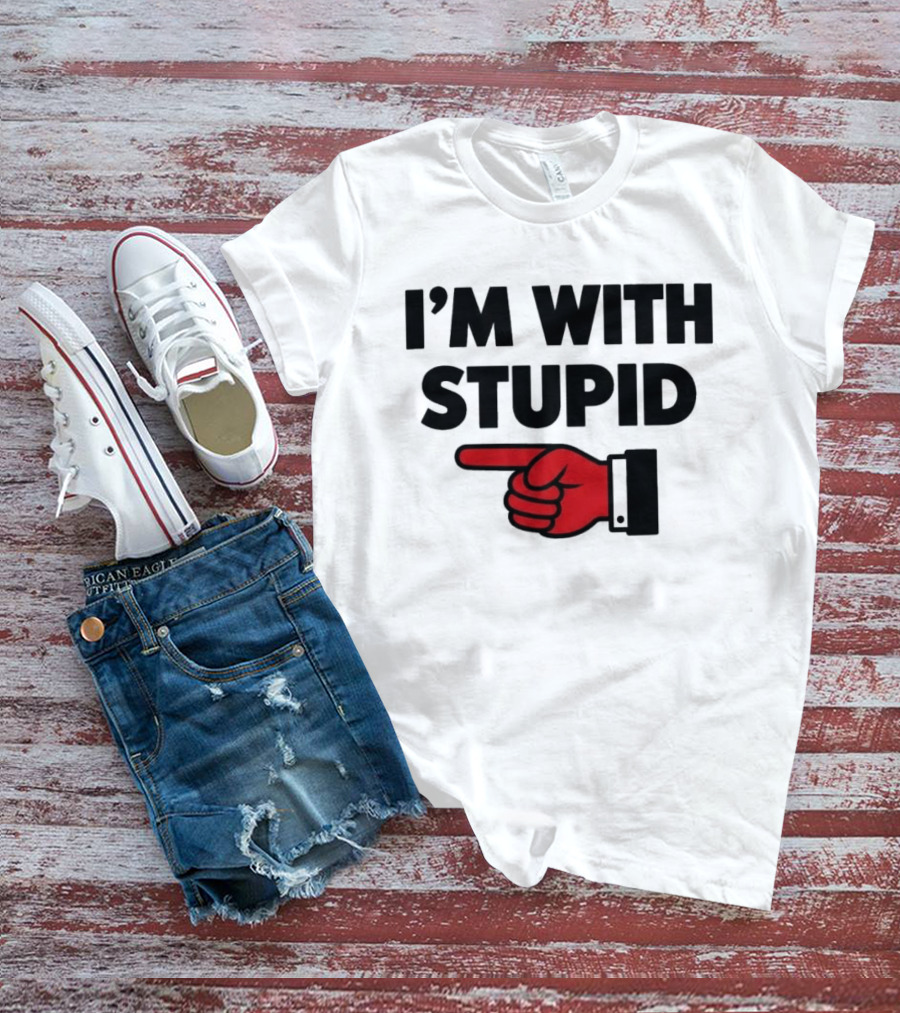 I'm With Stupid Red Foam Finger Gesture T-Shirt