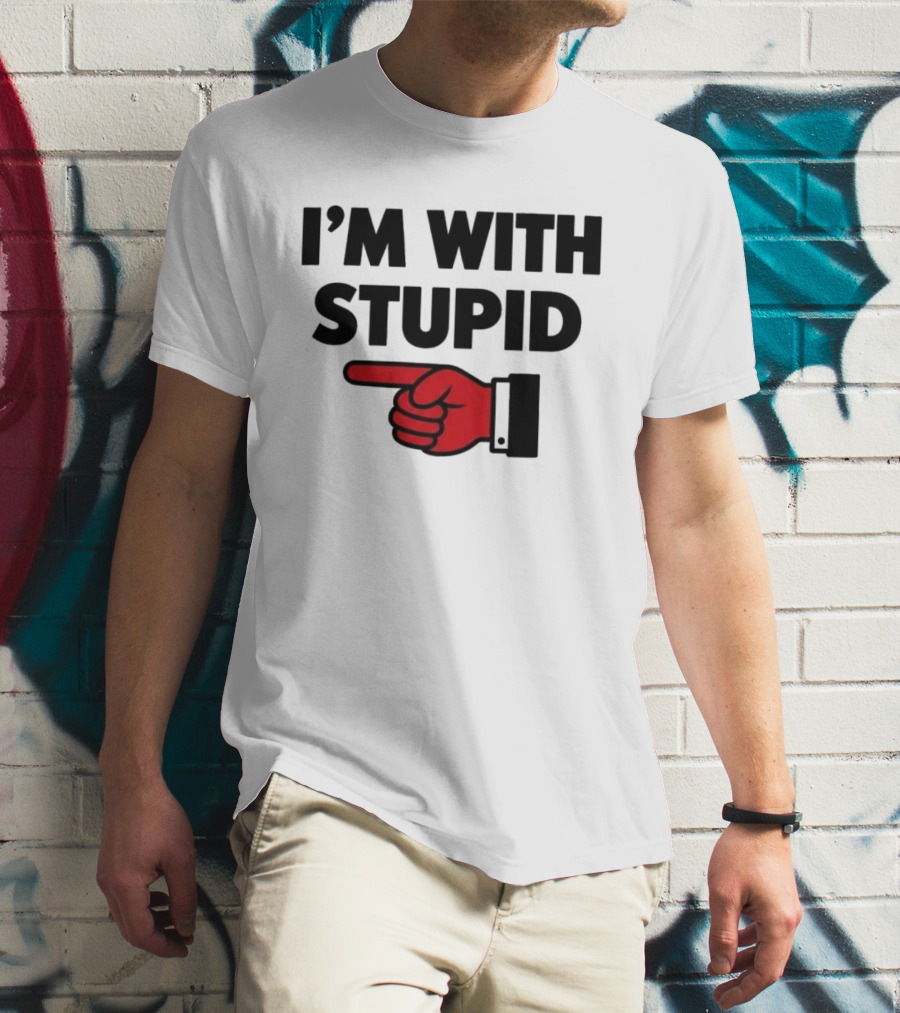 I'm With Stupid Red Foam Finger Gesture T-Shirt