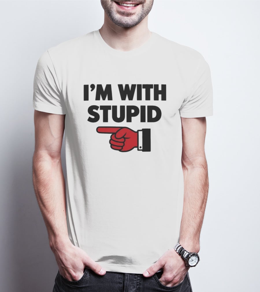 I'm With Stupid Red Foam Finger Gesture T-Shirt