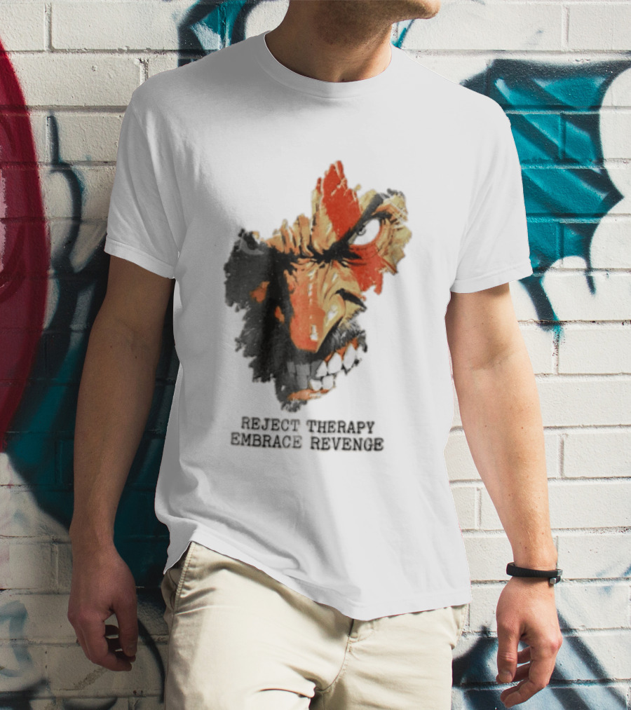 Reject Therapy Embrace Revenge Kratos Angry Bearded Man Red Tattoo God Of War T-Shirt