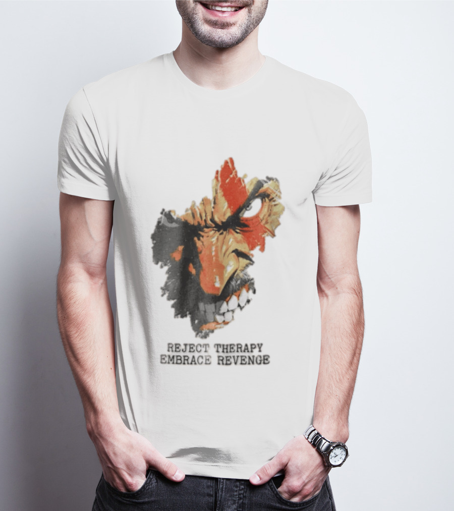 Reject Therapy Embrace Revenge Kratos Angry Bearded Man Red Tattoo God Of War T-Shirt