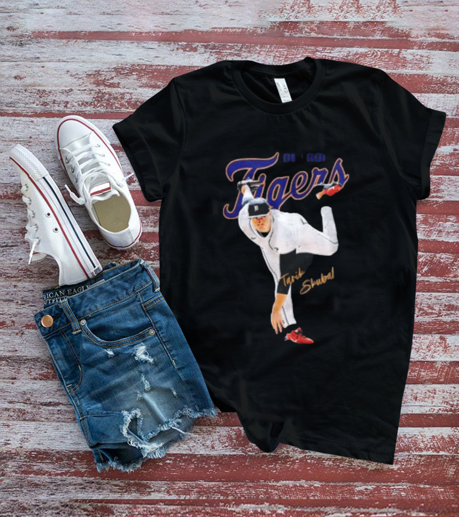 Detroit Tigers Tarik Skubal Pitcher Throwing Baseball Tigers T-Shirt