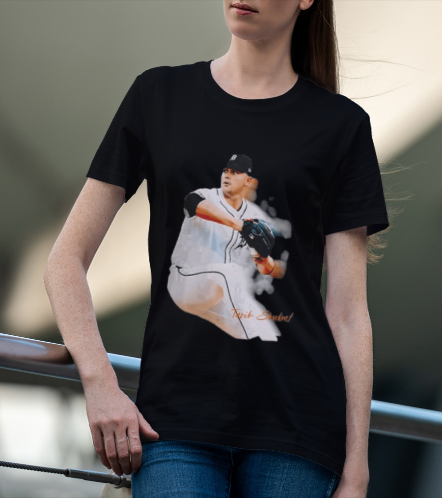 Detroit Tigers Tarik Skubal Pitcher Action Baseball T-Shirt