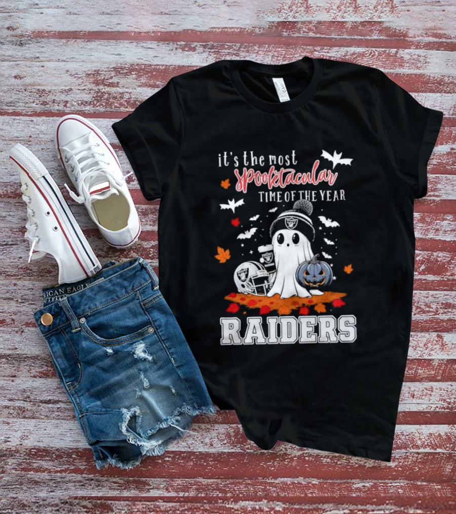 It's The Most Spooktacular Time Of The Year Raiders Halloween Ghost Pumpkin T-Shirt