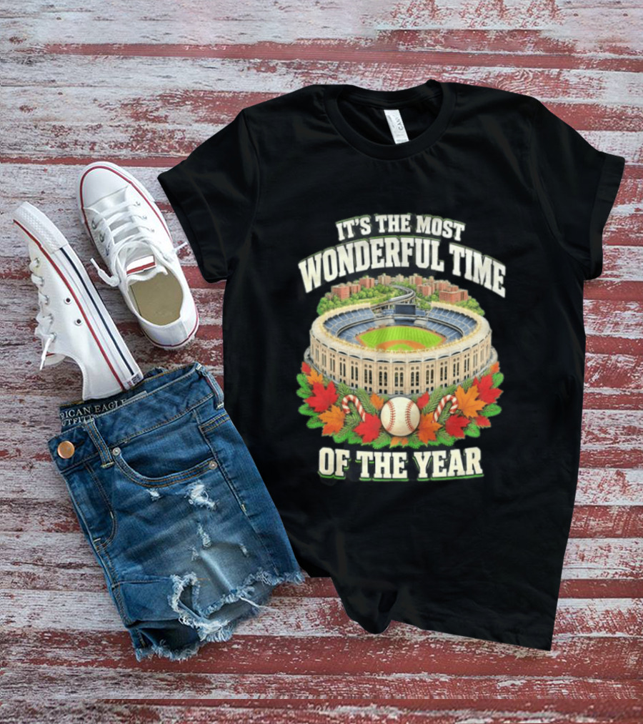 It's The Most Wonderful Time New York Yankee Stadium Baseball Holiday Season T-Shirt