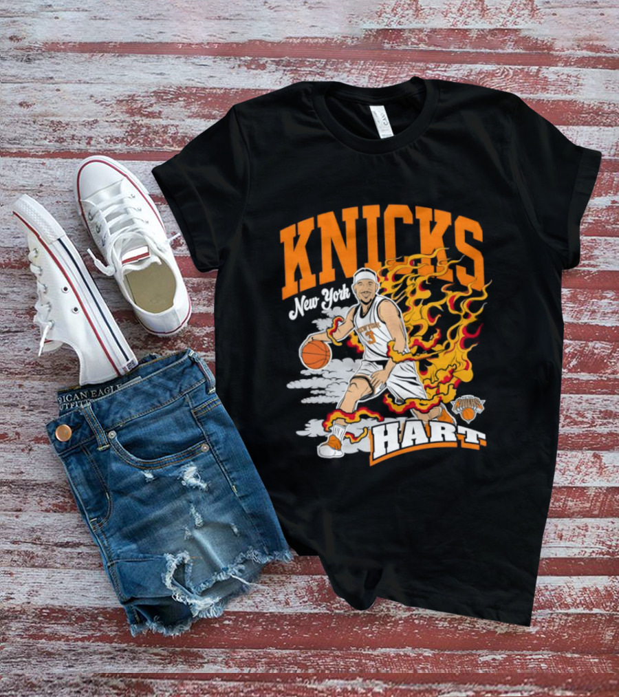 New York Knicks Josh Hart No 3 Basketball Fire T-Shirt