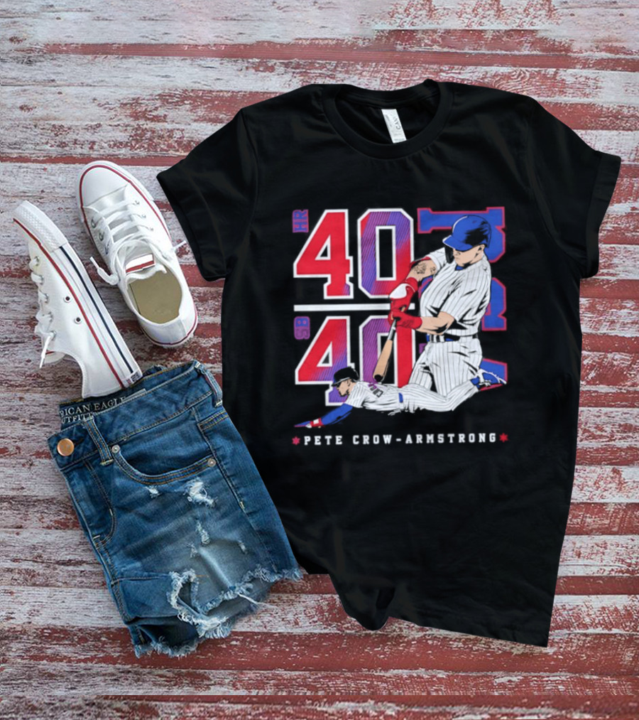 Pete Crow Armstrong 40 40 HR SB Club Chicago Cubs Players T-Shirt