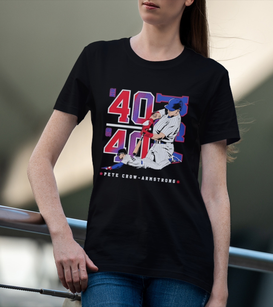 Pete Crow Armstrong 40 40 HR SB Club Chicago Cubs Players T-Shirt