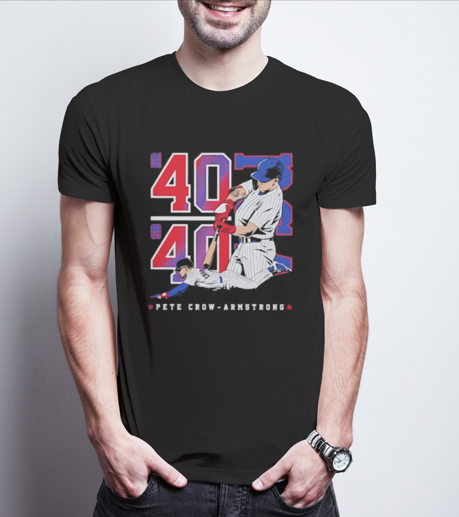 Pete Crow Armstrong 40 40 HR SB Club Chicago Cubs Players T-Shirt
