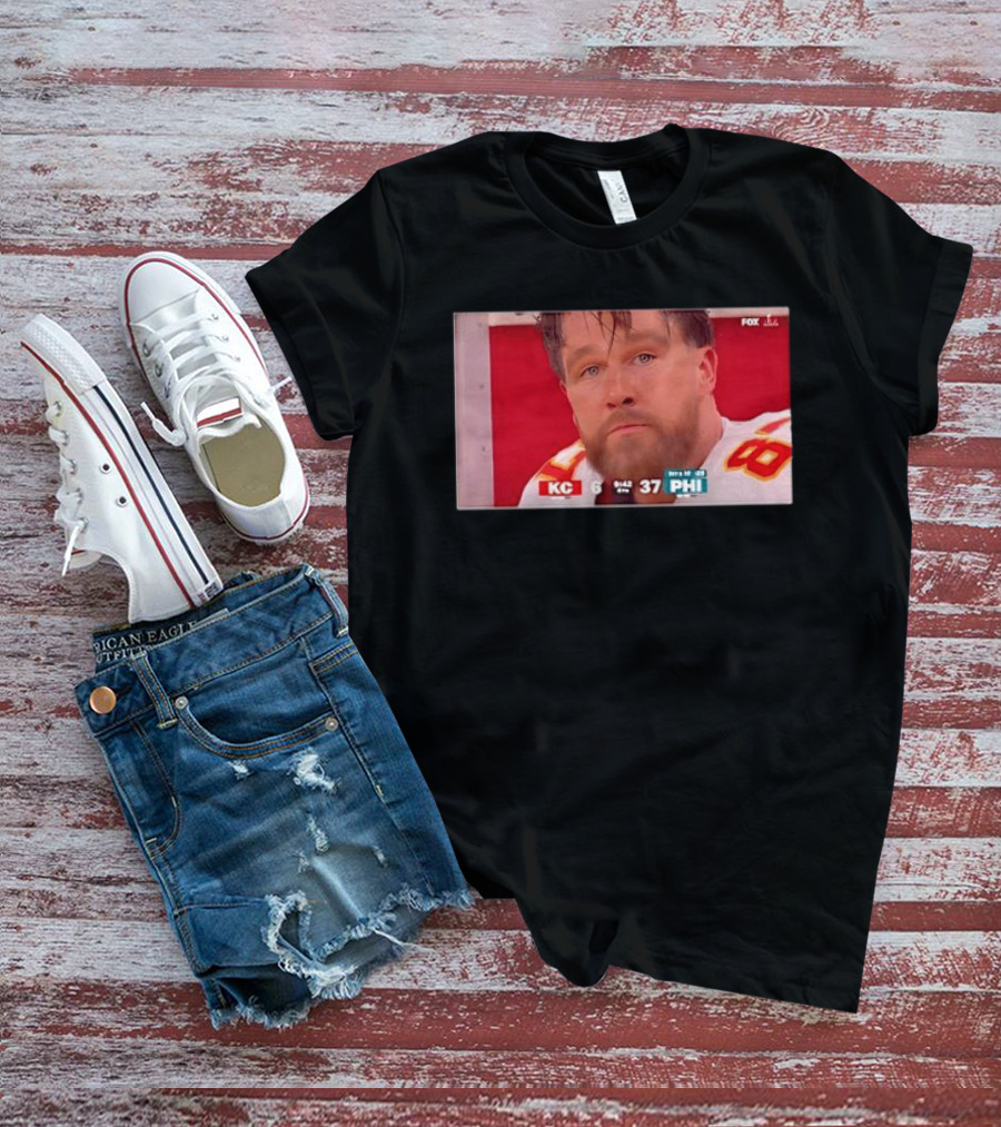 Kelce's Face Disappointment KC 6 PHI 37 NFL Football Game Loss T-Shirt