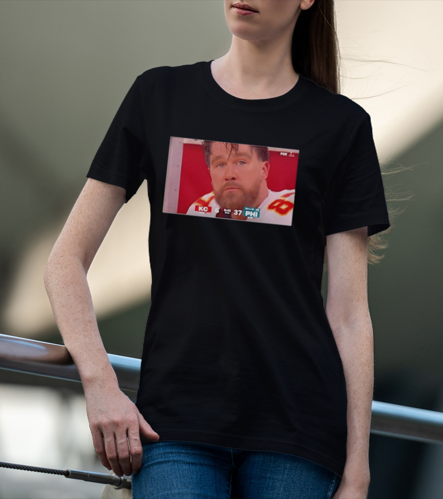 Kelce's Face Disappointment KC 6 PHI 37 NFL Football Game Loss T-Shirt