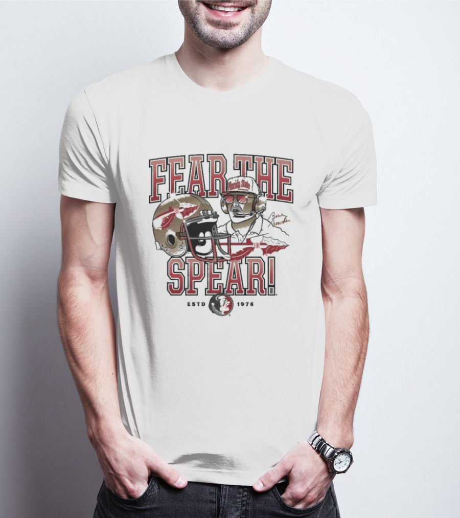 Fear The Spear Bobby Bowden Florida State Seminoles Est 1976 T-Shirt