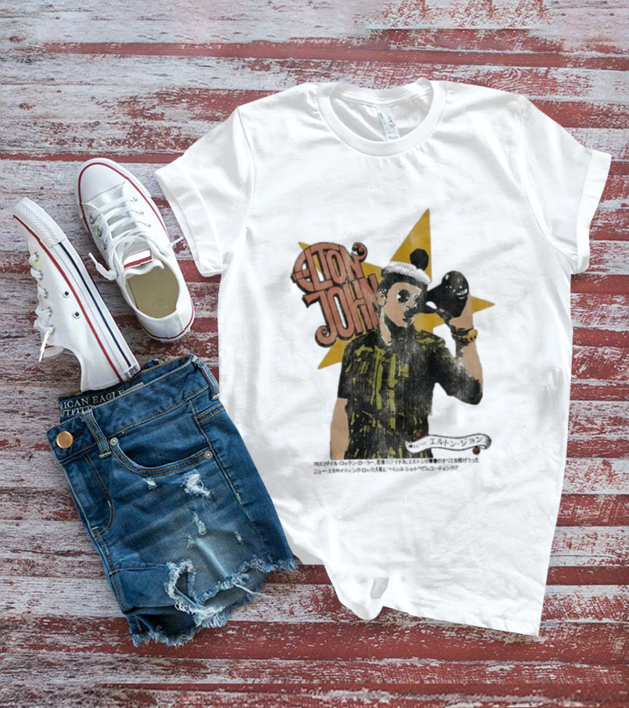 Elton John Saturday Nights Alright For Fighting Retro Style Japanese T-Shirt