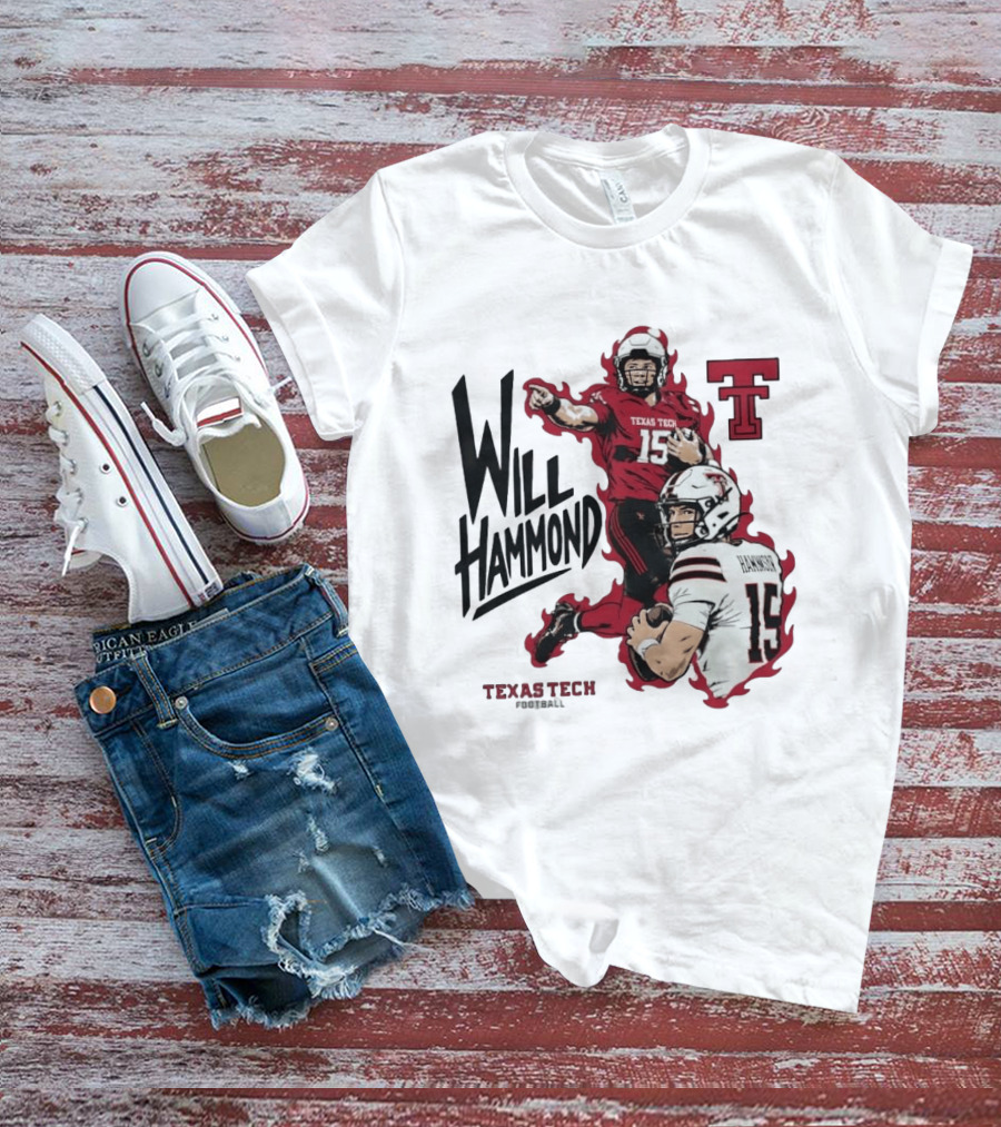 Texas Tech Red Raiders No 15 Will Hammond Football Player Collage T-Shirt