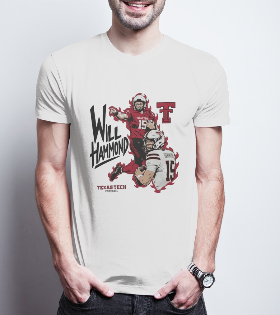 Texas Tech Red Raiders No 15 Will Hammond Football Player Collage T-Shirt