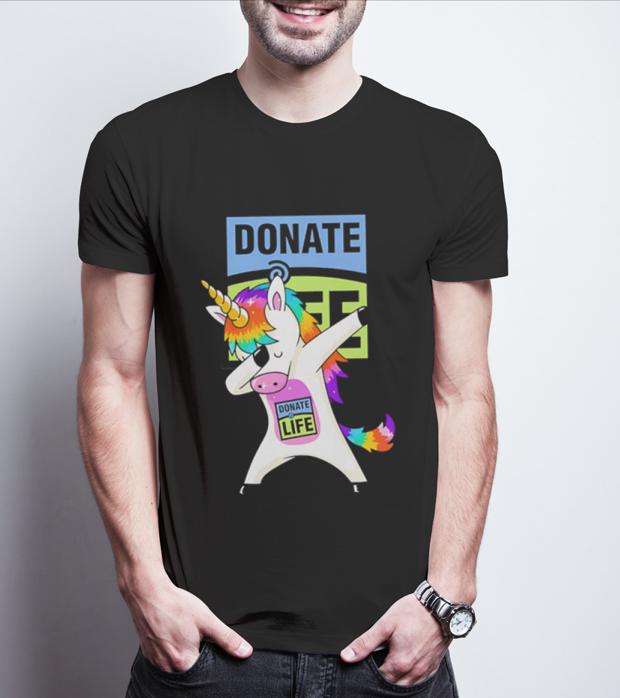 Donate Life Unicorn Rainbow Dabbing T-Shirt