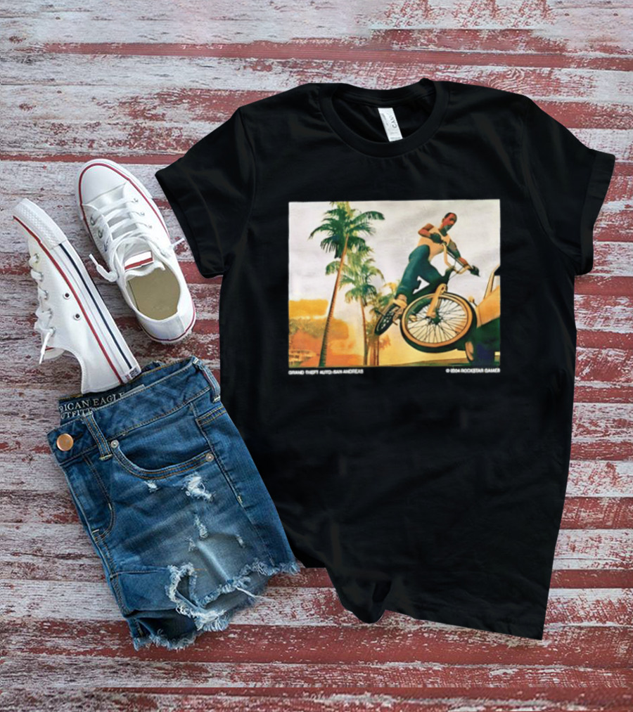 Grand Theft Auto San Andreas Rockstar Games Bicycle Scene T-Shirt