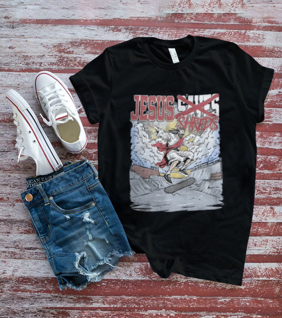 Jesus Shreds Skateboarding Ramp Savior Extreme Sports T-Shirt