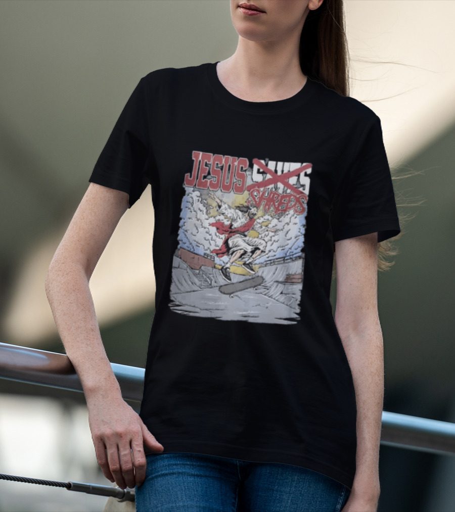 Jesus Shreds Skateboarding Ramp Savior Extreme Sports T-Shirt