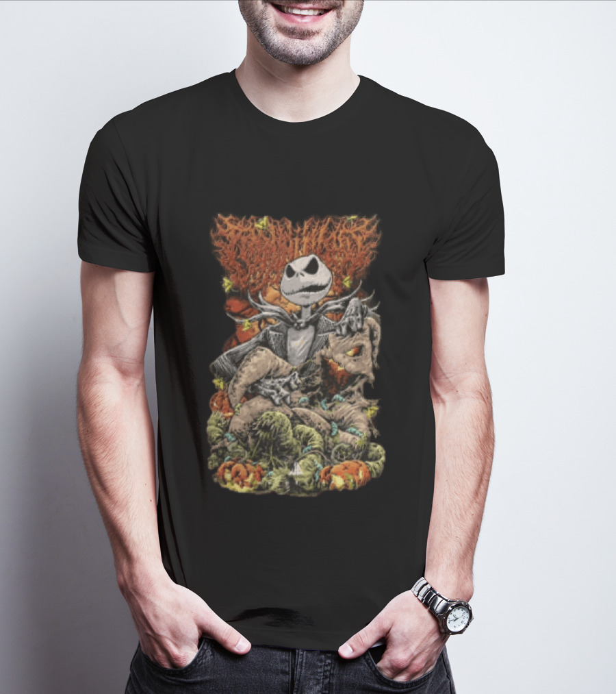 Jack Skellington Pumpkin Worms Insects Halloween Scene T-Shirt