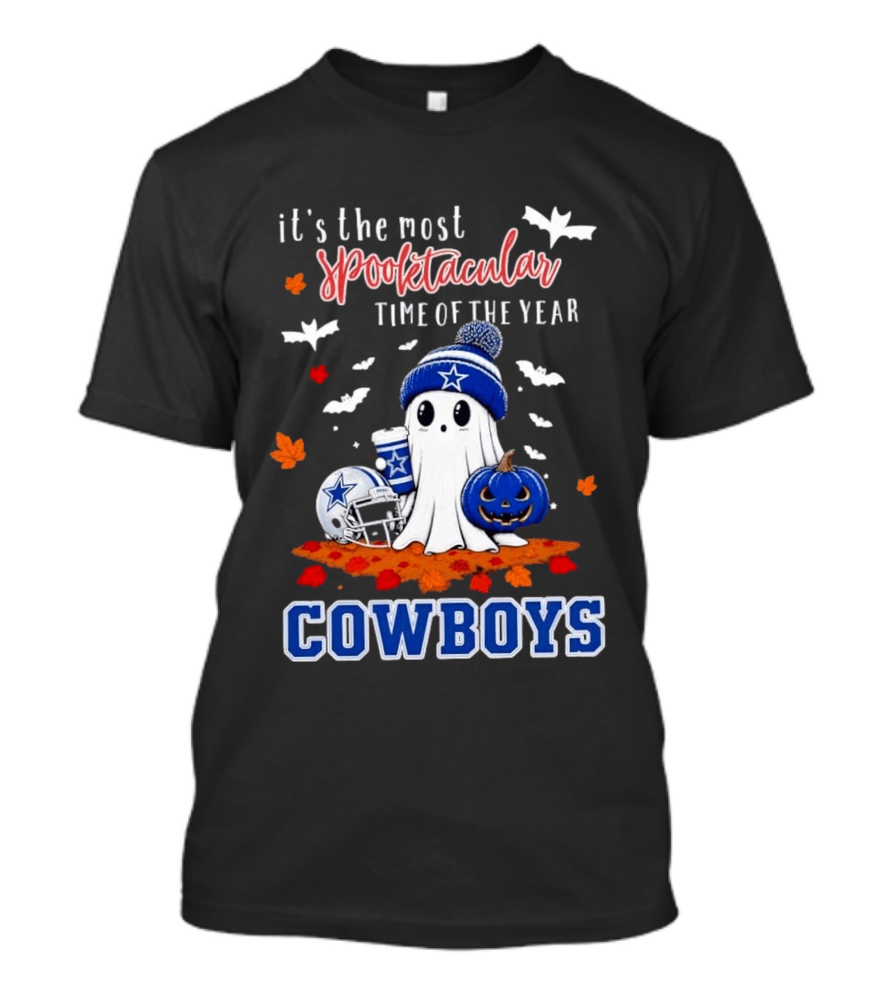 It's The Most Spooktacular Time Of The Year Cowboys Halloween Ghost Pumpkin Football T-Shirt