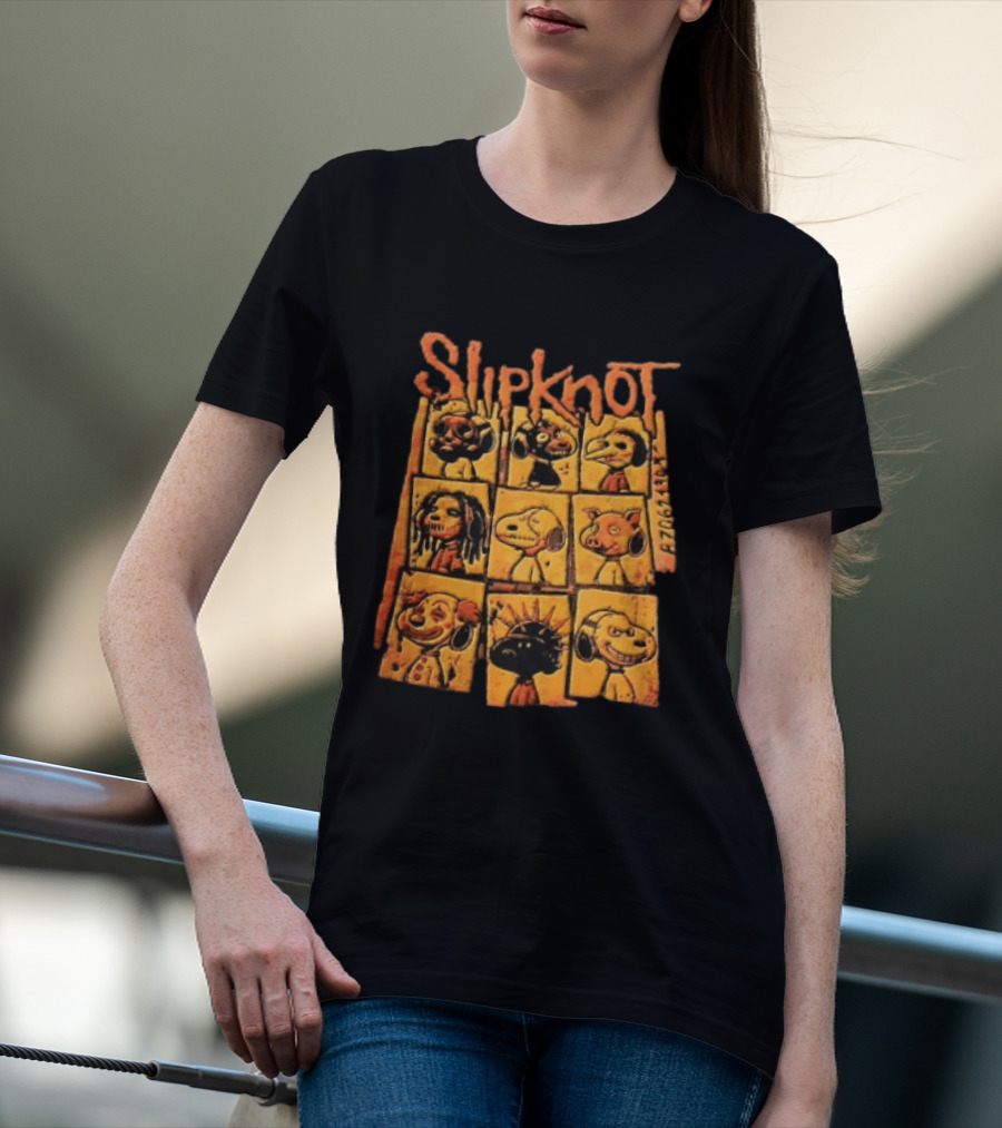 Slipknot Characters In Panels With Numbers And Cartoon Faces T-Shirt