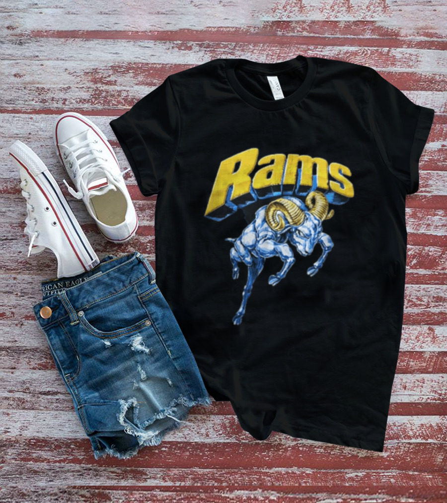 Rams Blue Bull Charging With Golden Horns Majestic Power T-Shirt