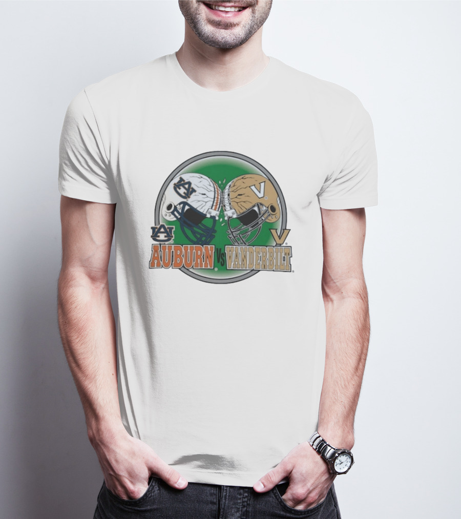 Auburn Tigers Vs Vanderbilt Commodores Football Helmets Clash T-Shirt