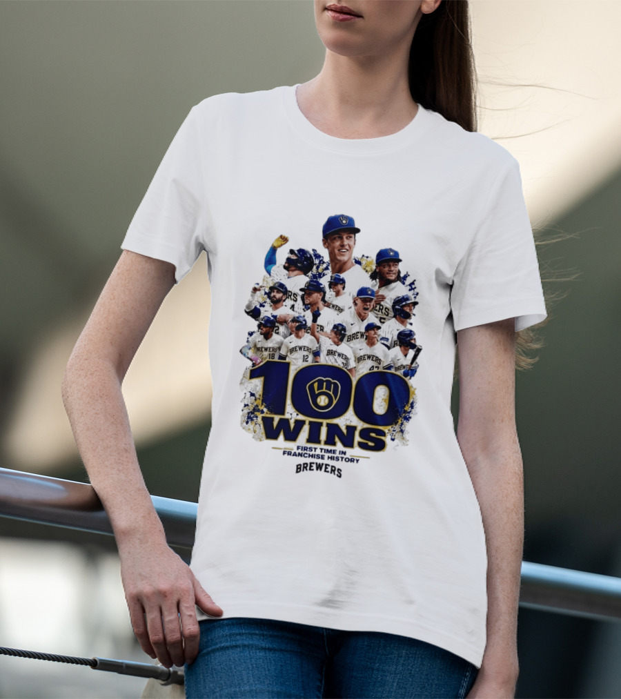 Brewers 100 Wins First Time In Franchise History Celebration T-Shirt