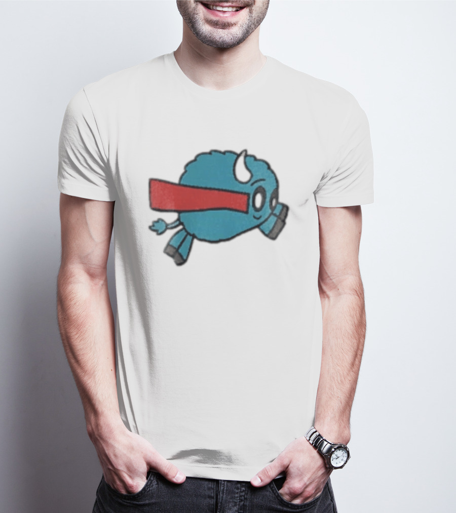 Buffalo Superhero With Red Cape Flying Action T-Shirt