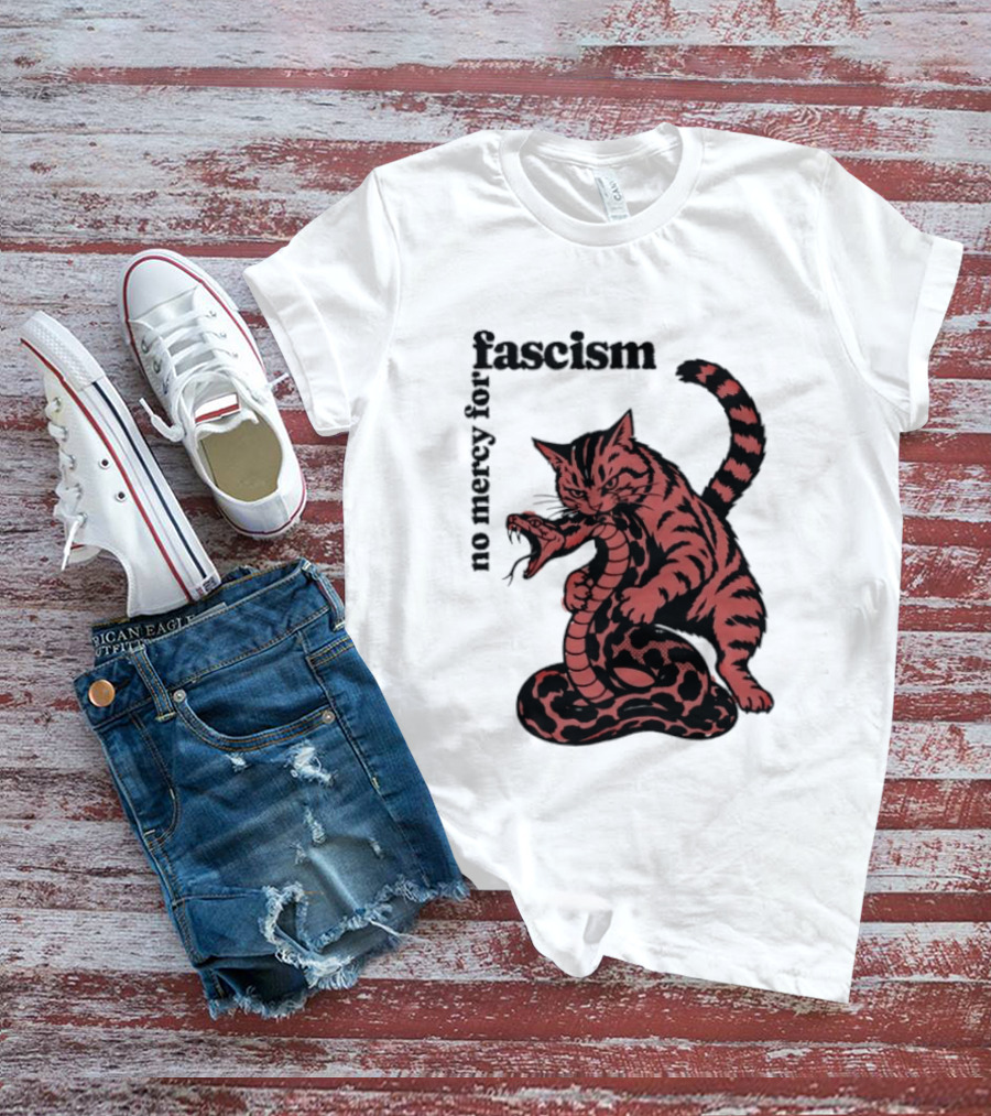No Mercy For Fascism Cat And Snake T-Shirt