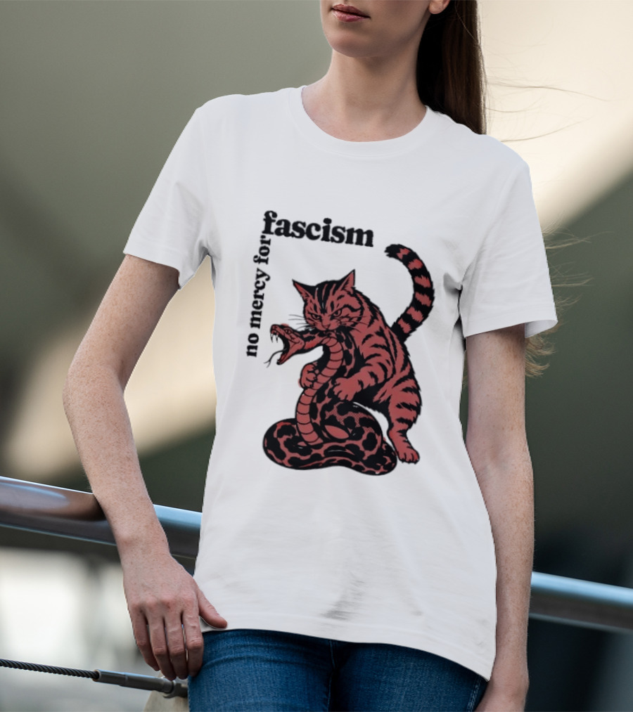 No Mercy For Fascism Cat And Snake T-Shirt