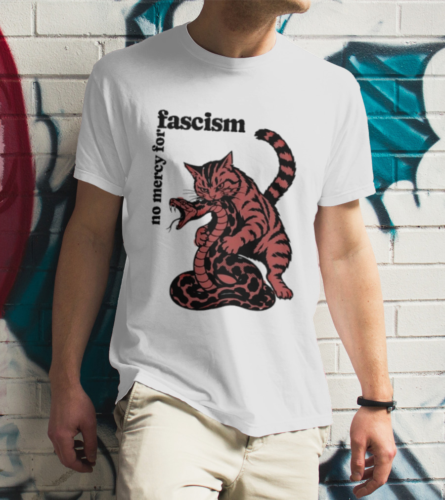 No Mercy For Fascism Cat And Snake T-Shirt