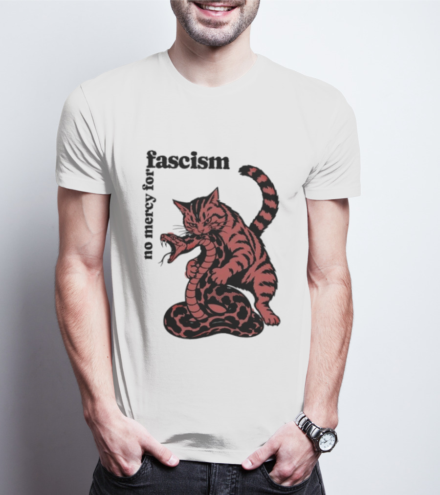 No Mercy For Fascism Cat And Snake T-Shirt