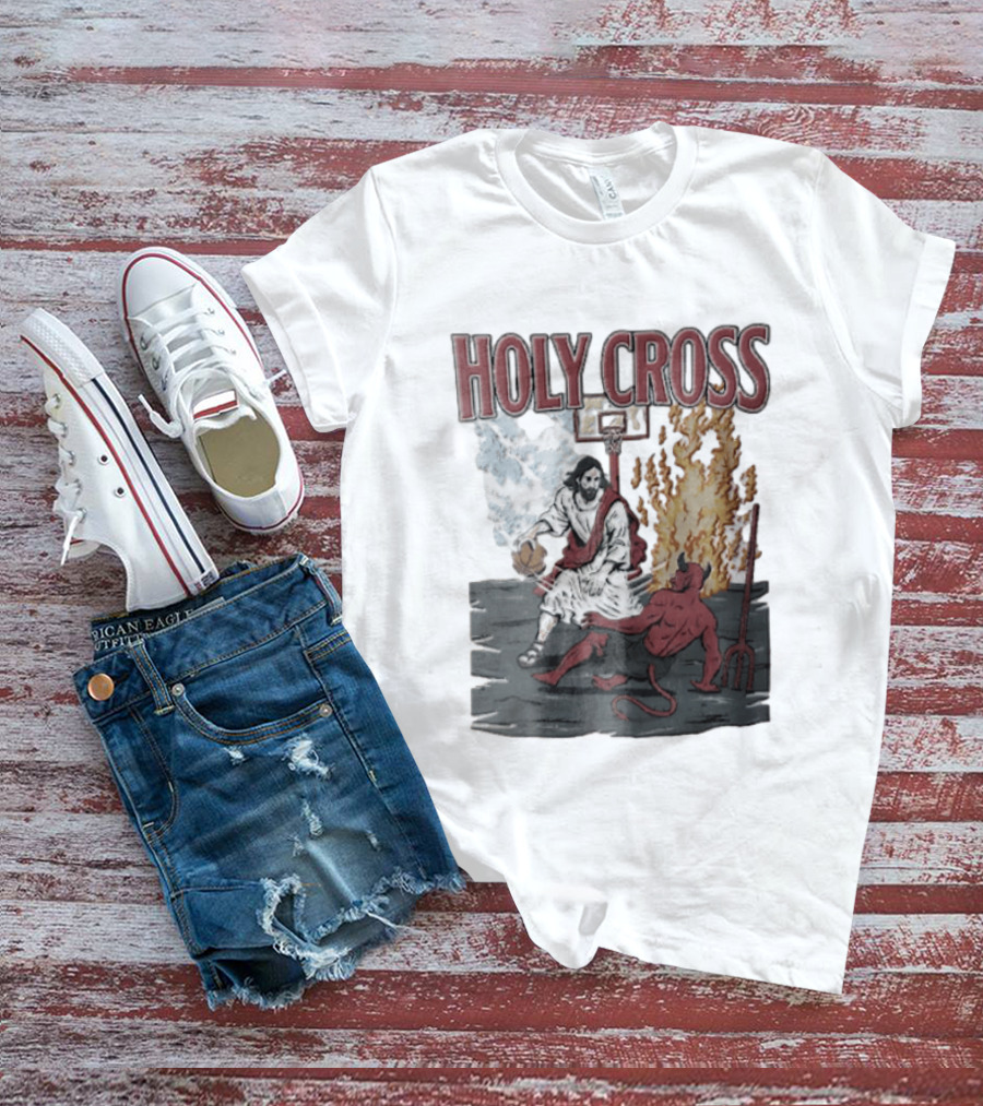 Holy Cross Basketball Player Versus Devil Duel T-Shirt